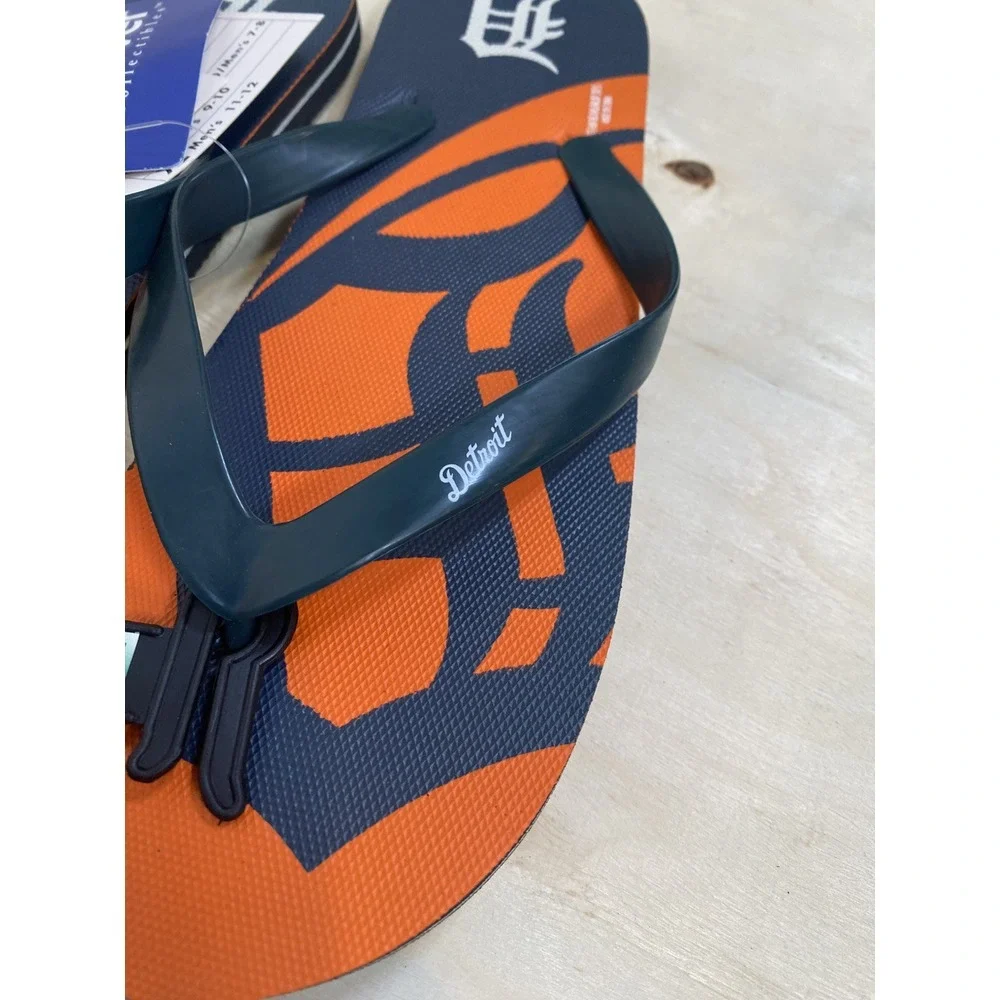 Detroit Tigers MLB Baseball Flip Flops Sandals Blue Orange New Medium Mens 7-8‎